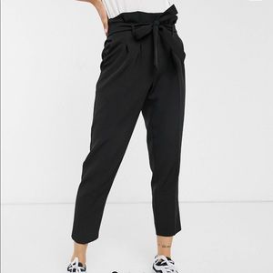 ASOS black high waisted paperbag belted pants
